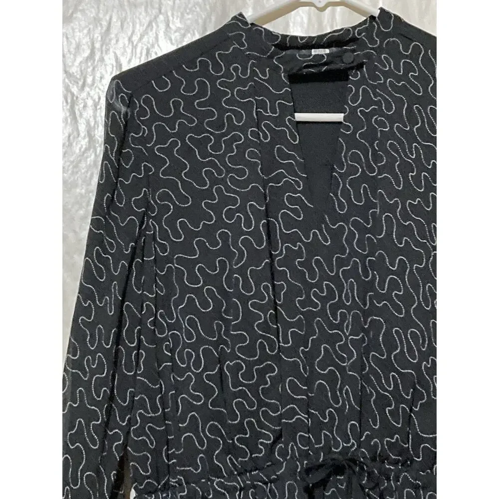 CLUB MONACO Quanni Dress Size L Mini Black White Geometrical Pattern - Picture 4 of 9